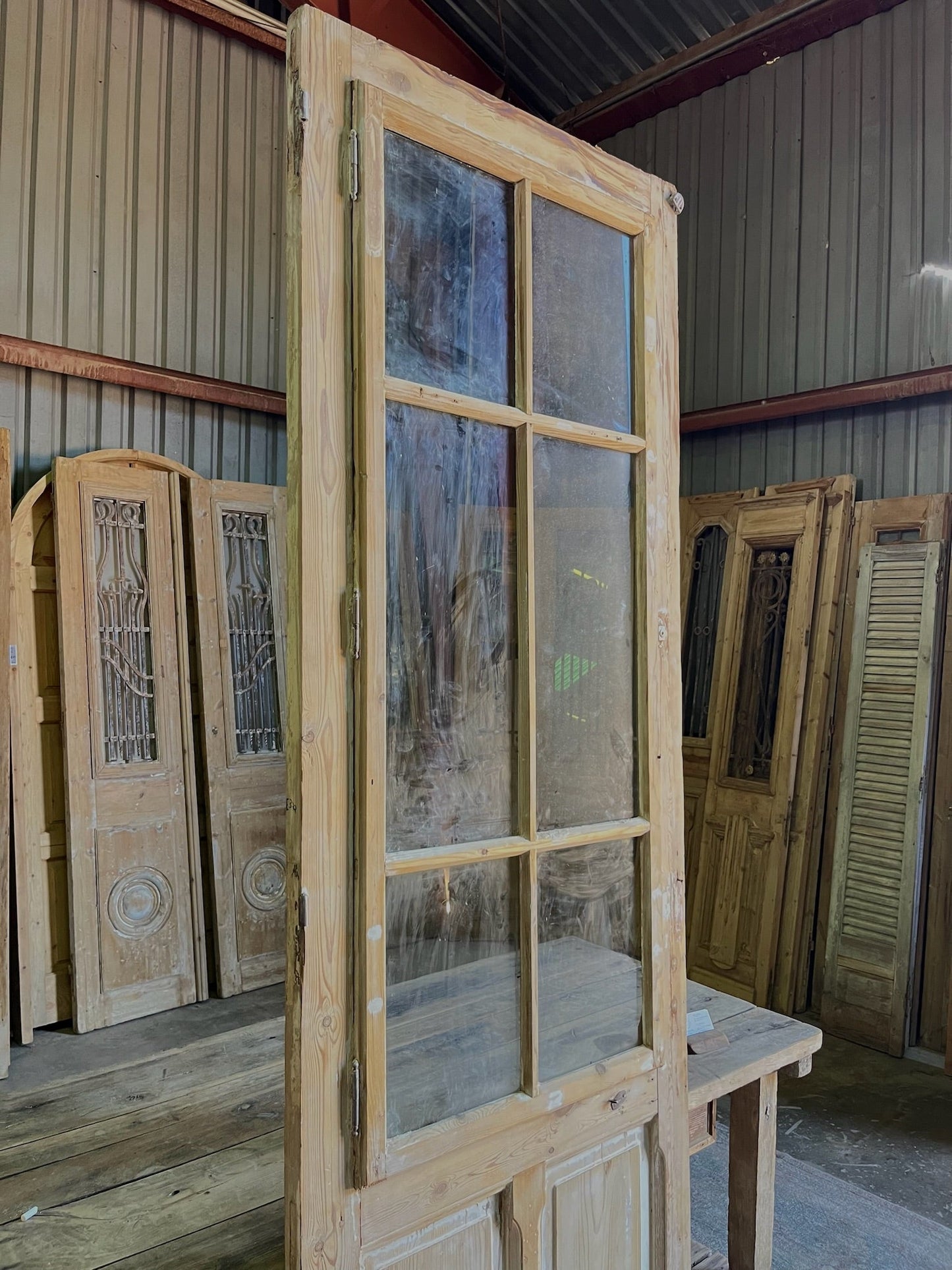 Single Antique Glass Door with Large Window - 32.25x100 E322 - Magnolia Antique Door Co.