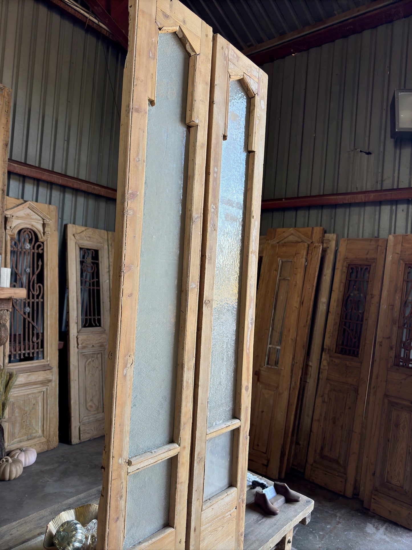 Slim Glass Antique French Doors - 24x102.25 C50 - Magnolia Antique Door Co.