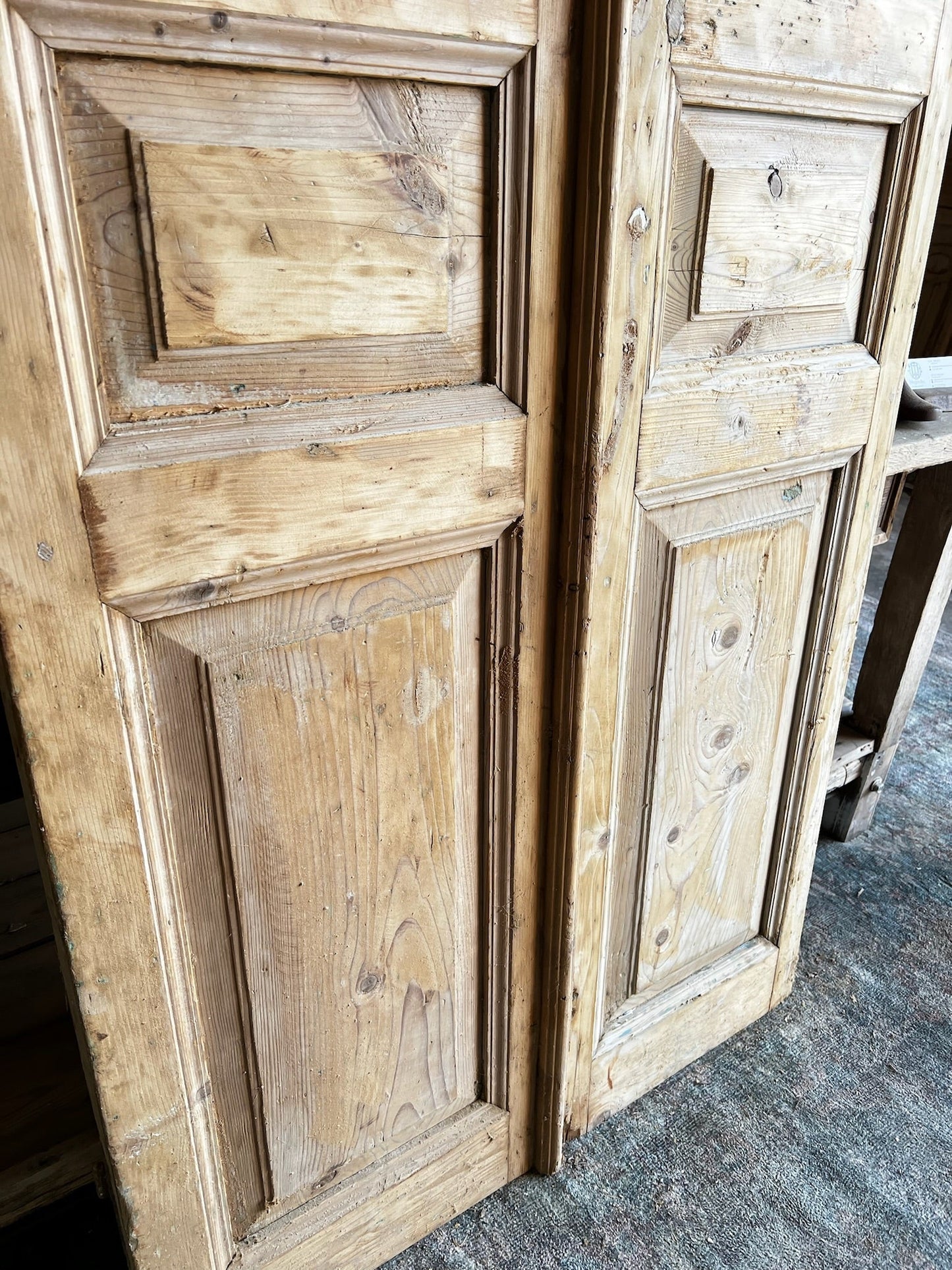 Solid French 3 Panel Doors - 37x92.5 A98 - Magnolia Antique Door Co.