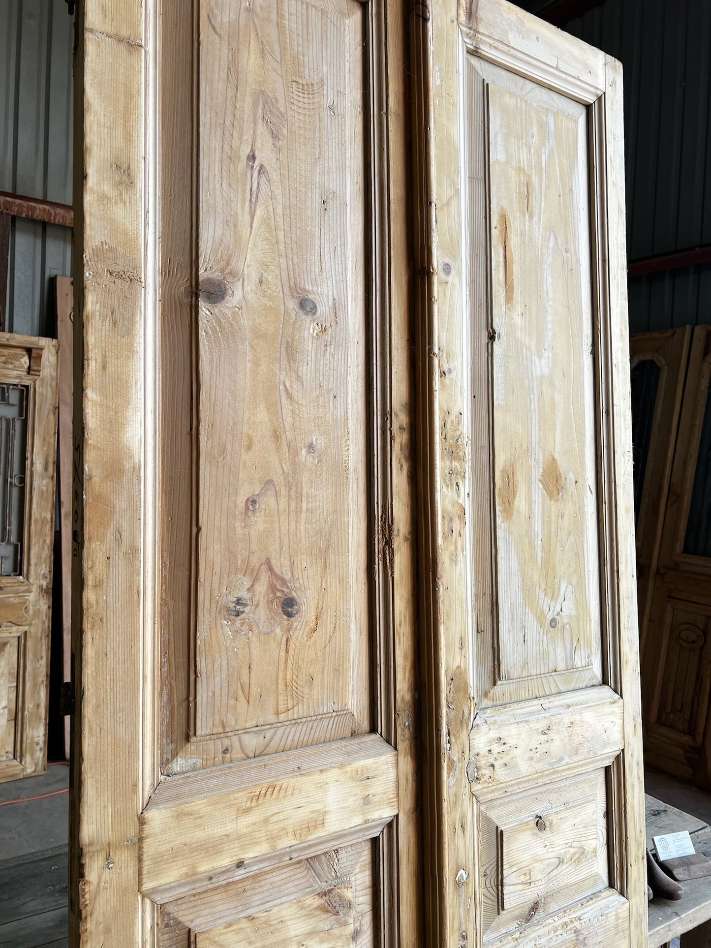 Solid French 3 Panel Doors - 37x92.5 A98 - Magnolia Antique Door Co.