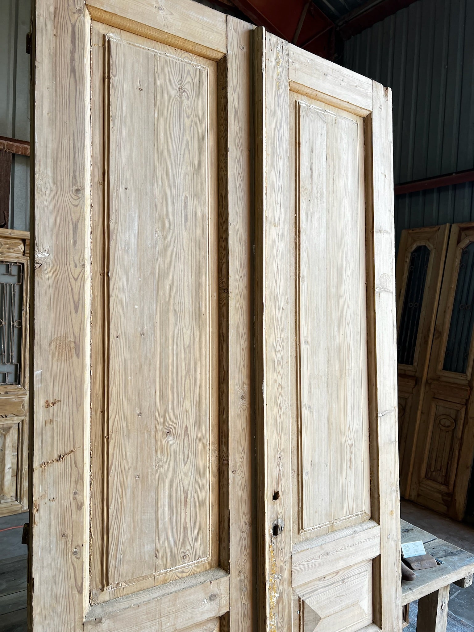 Solid French 3 Panel Doors - 40x92 A97 - Magnolia Antique Door Co.