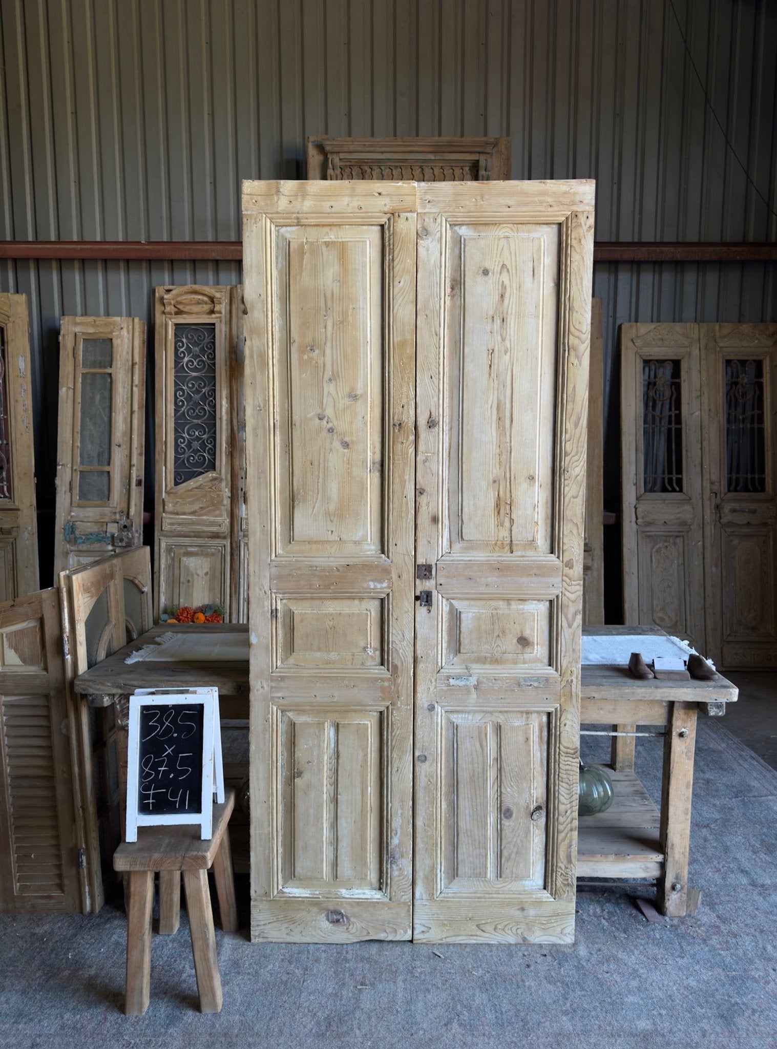 Solid French Antique Doors - 38.5x87.5 F41 - Magnolia Antique Door Co.