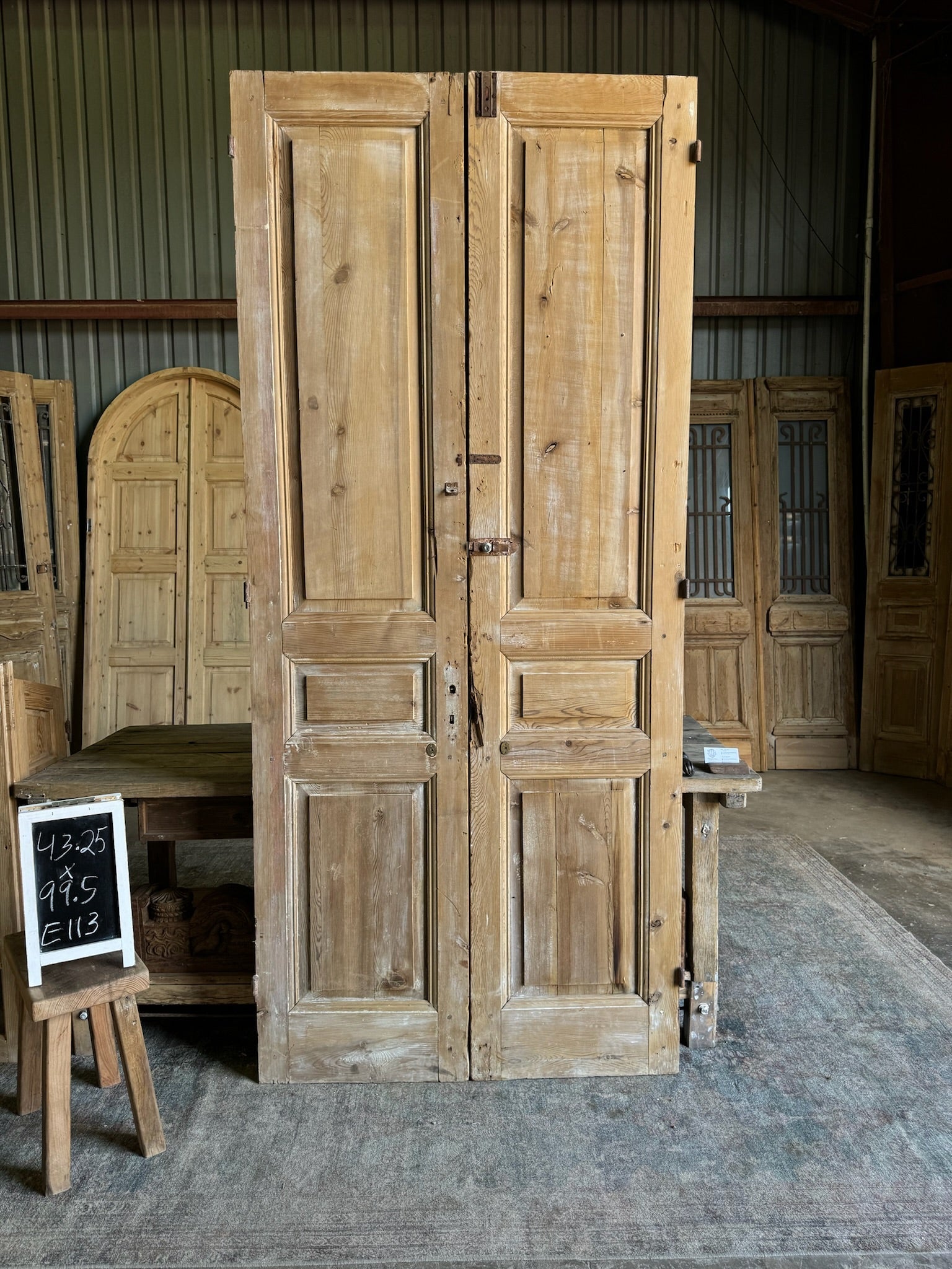 Solid French Antique Doors - 43.25x99.5 E113 - Magnolia Antique Door Co.