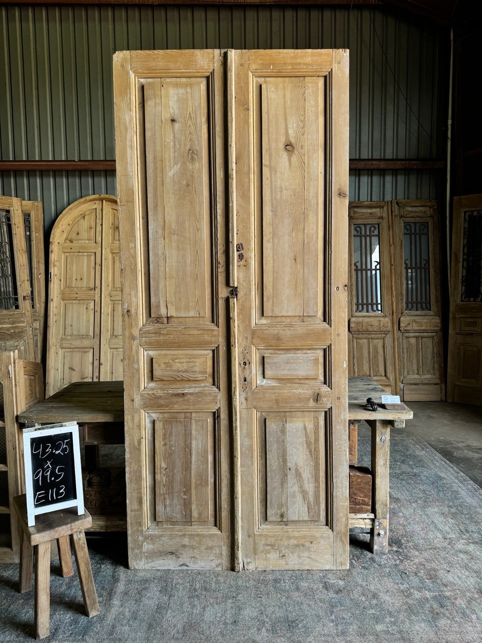 Solid French Antique Doors - 43.25x99.5 E113 - Magnolia Antique Door Co.