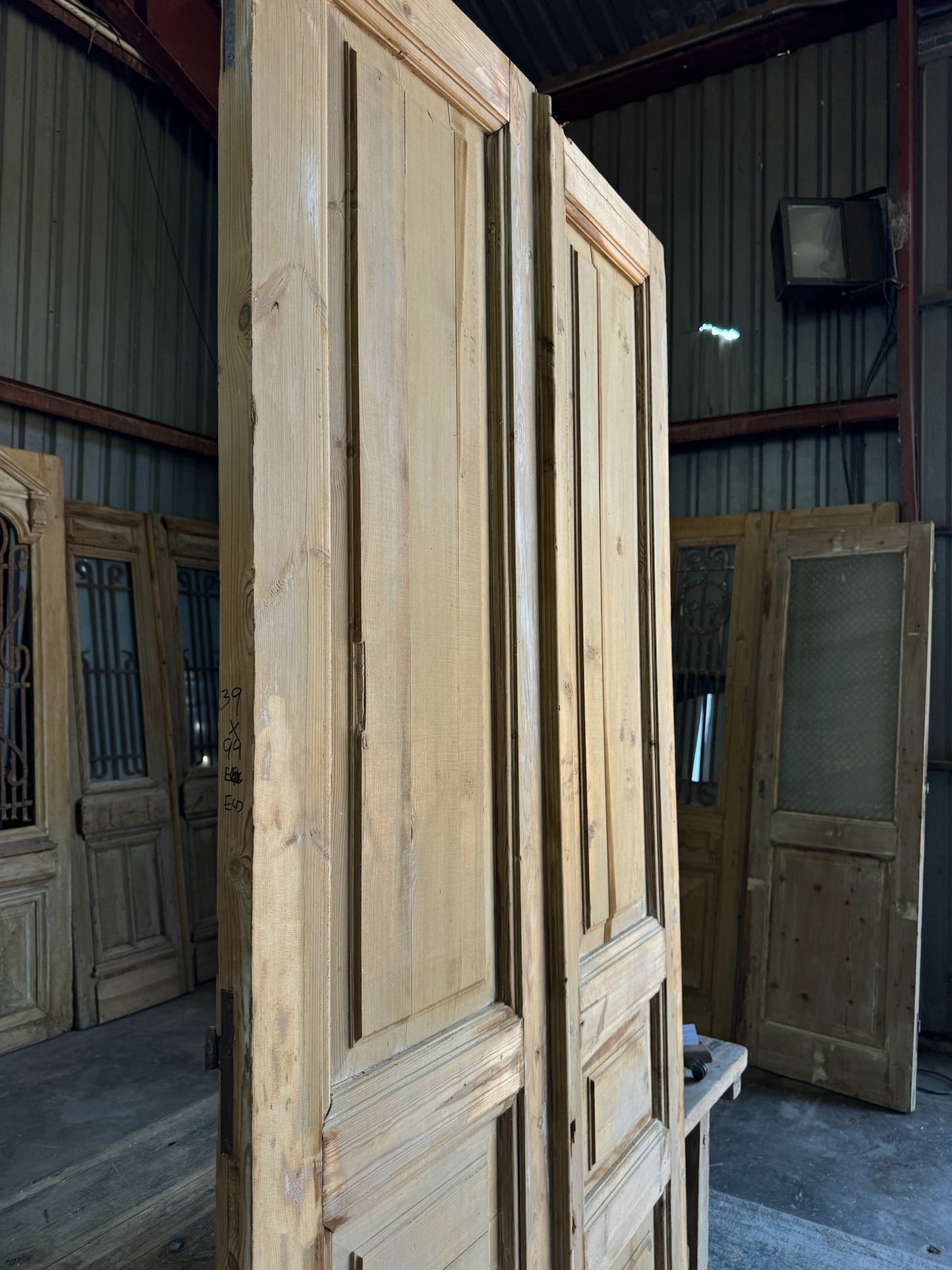 Solid Panel Antique French Doors - 39x95 E47 - Magnolia Antique Door Co.