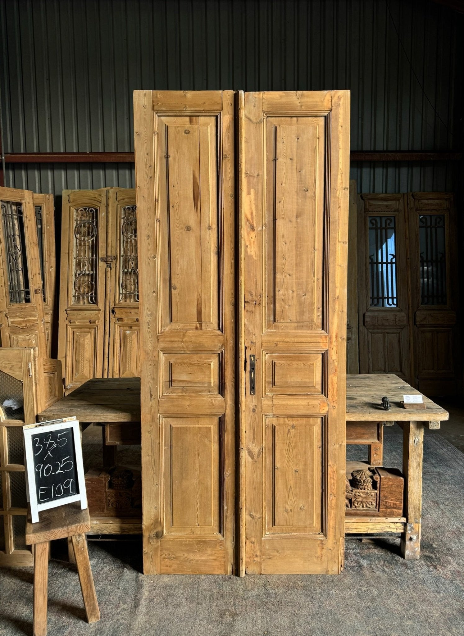 Solid Panel French Antique Doors - 38.5x90.25 E109 - Magnolia Antique Door Co.