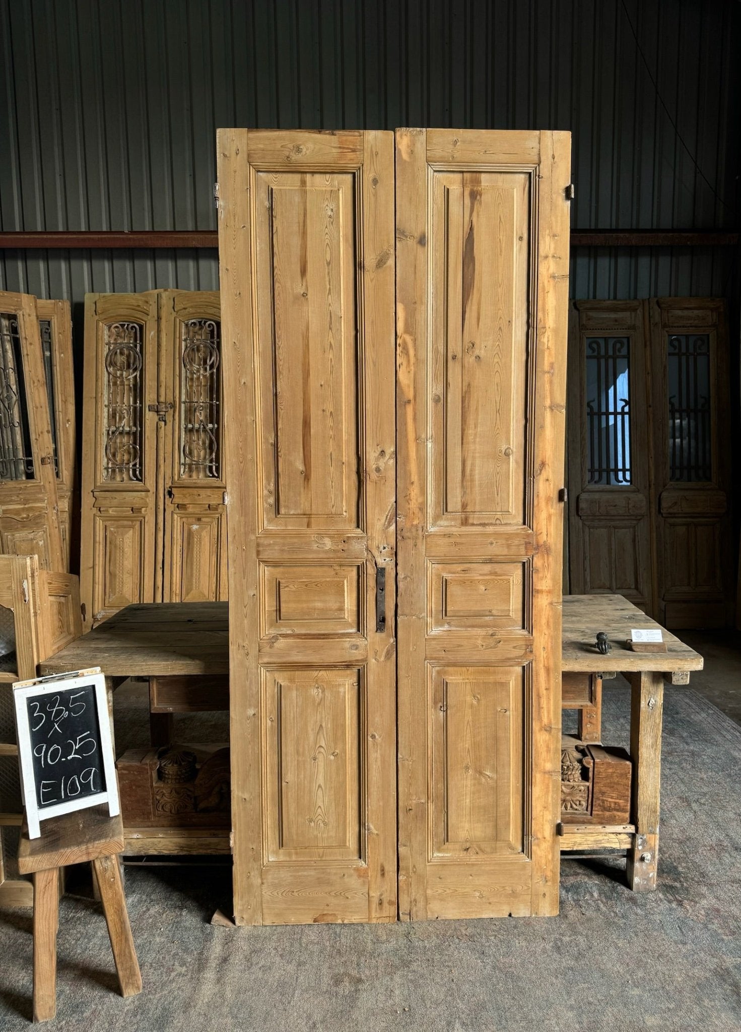 Solid Panel French Antique Doors - 38.5x90.25 E109 - Magnolia Antique Door Co.