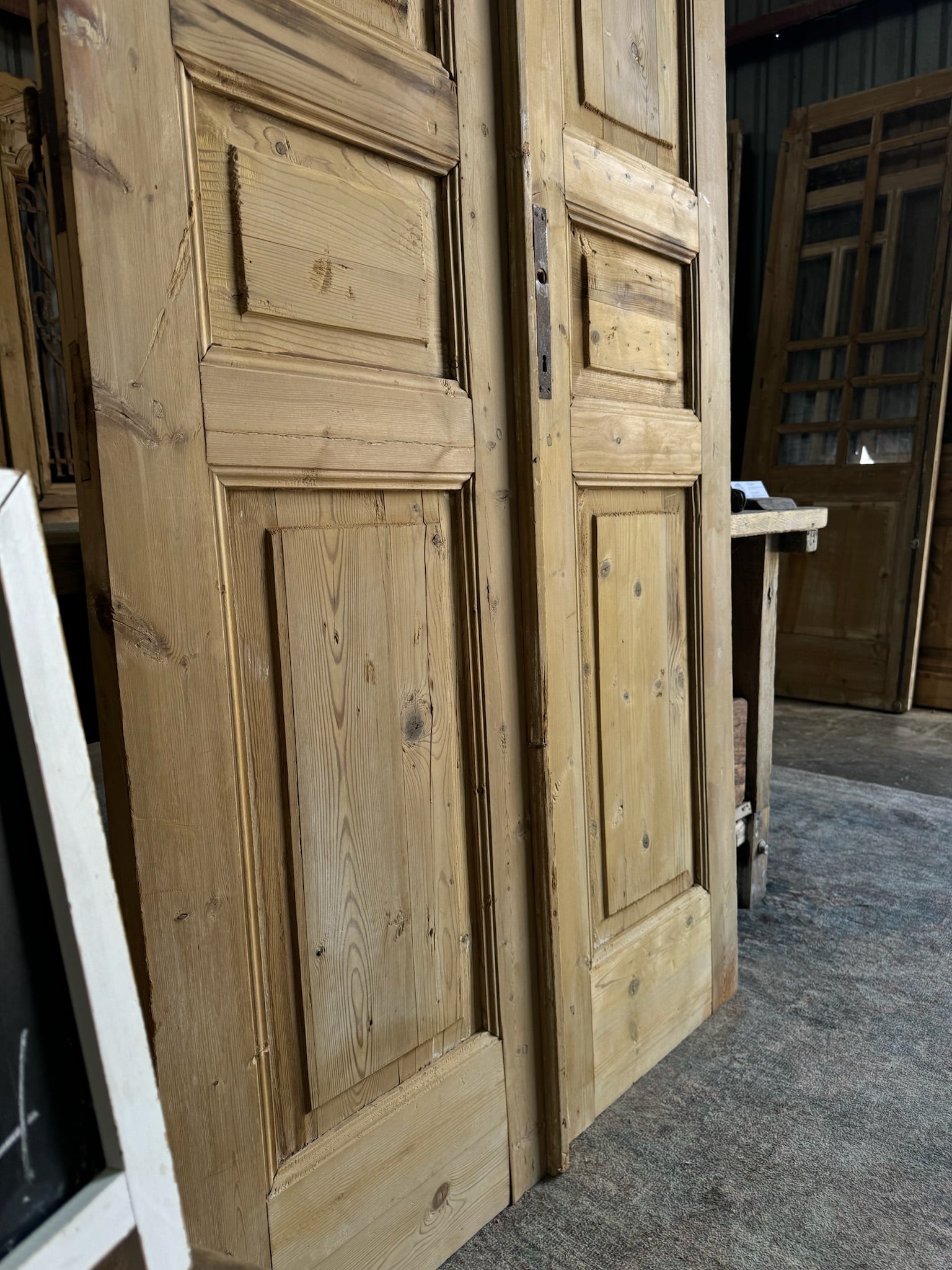 Solid Panel French Antique Doors - 40x92 E124 - Magnolia Antique Door Co.