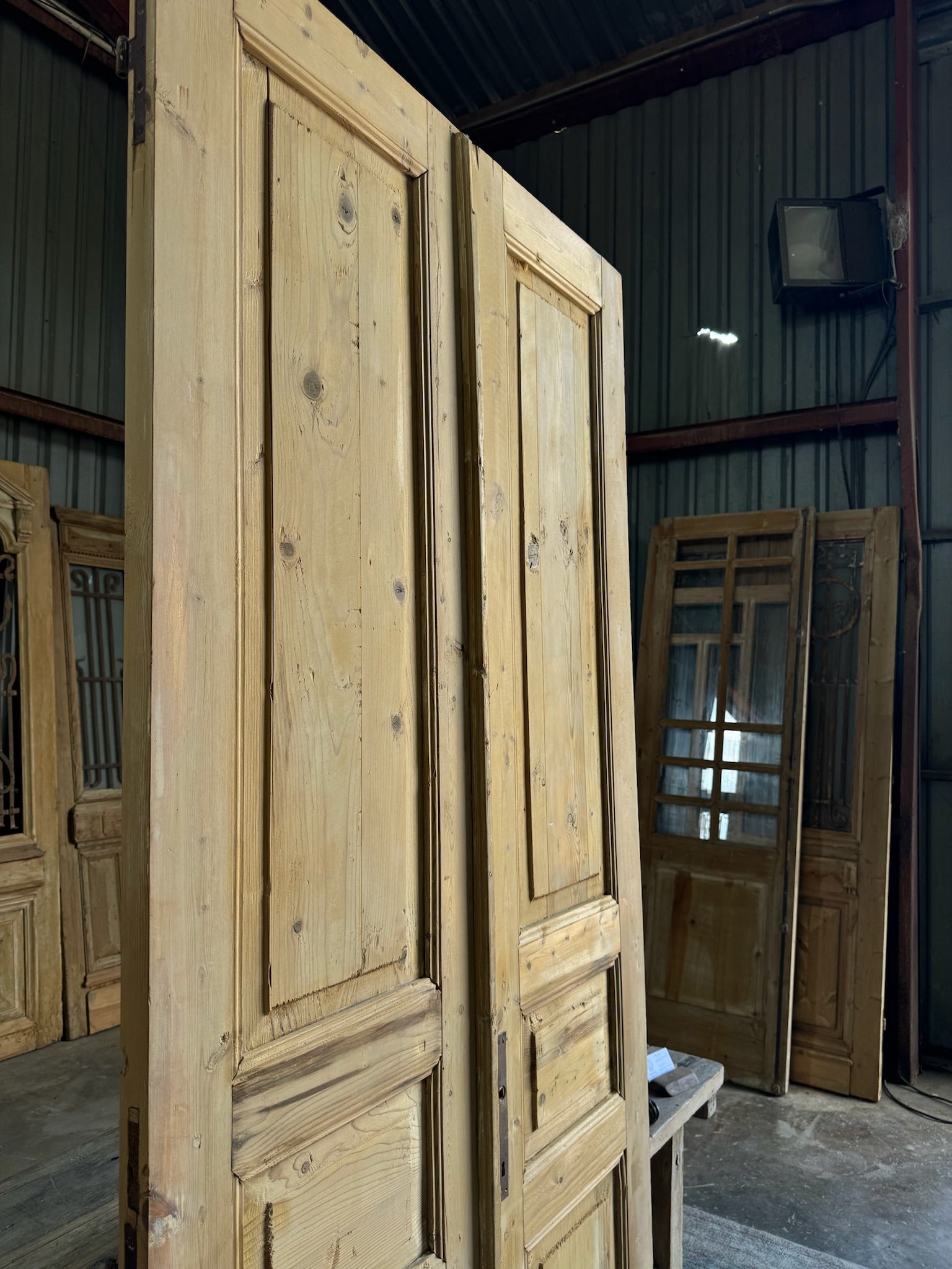 Solid Panel French Antique Doors - 40x92 E124 - Magnolia Antique Door Co.