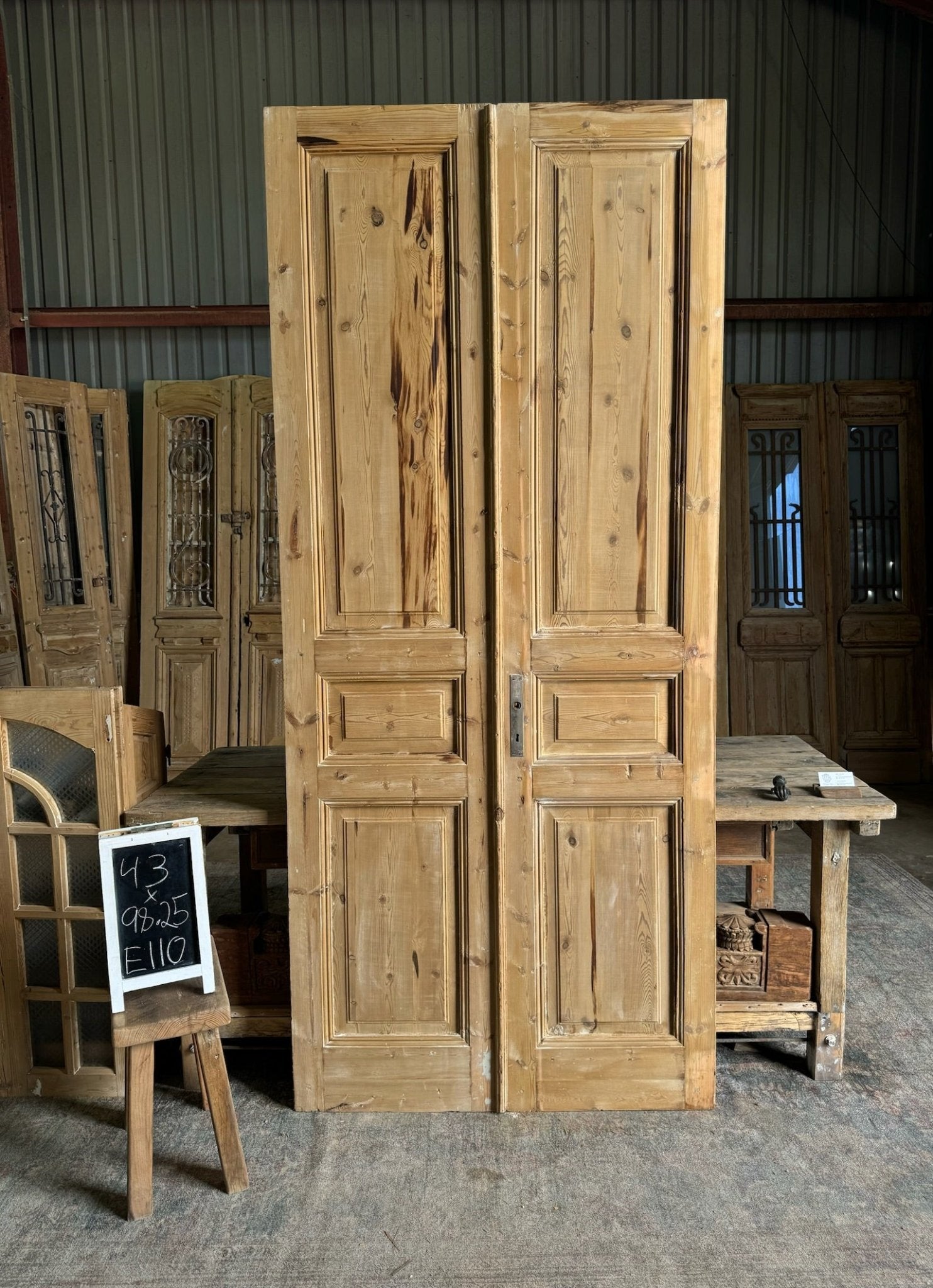 Solid Panel French Antique Doors - 43x98.25 E110 - Magnolia Antique Door Co.