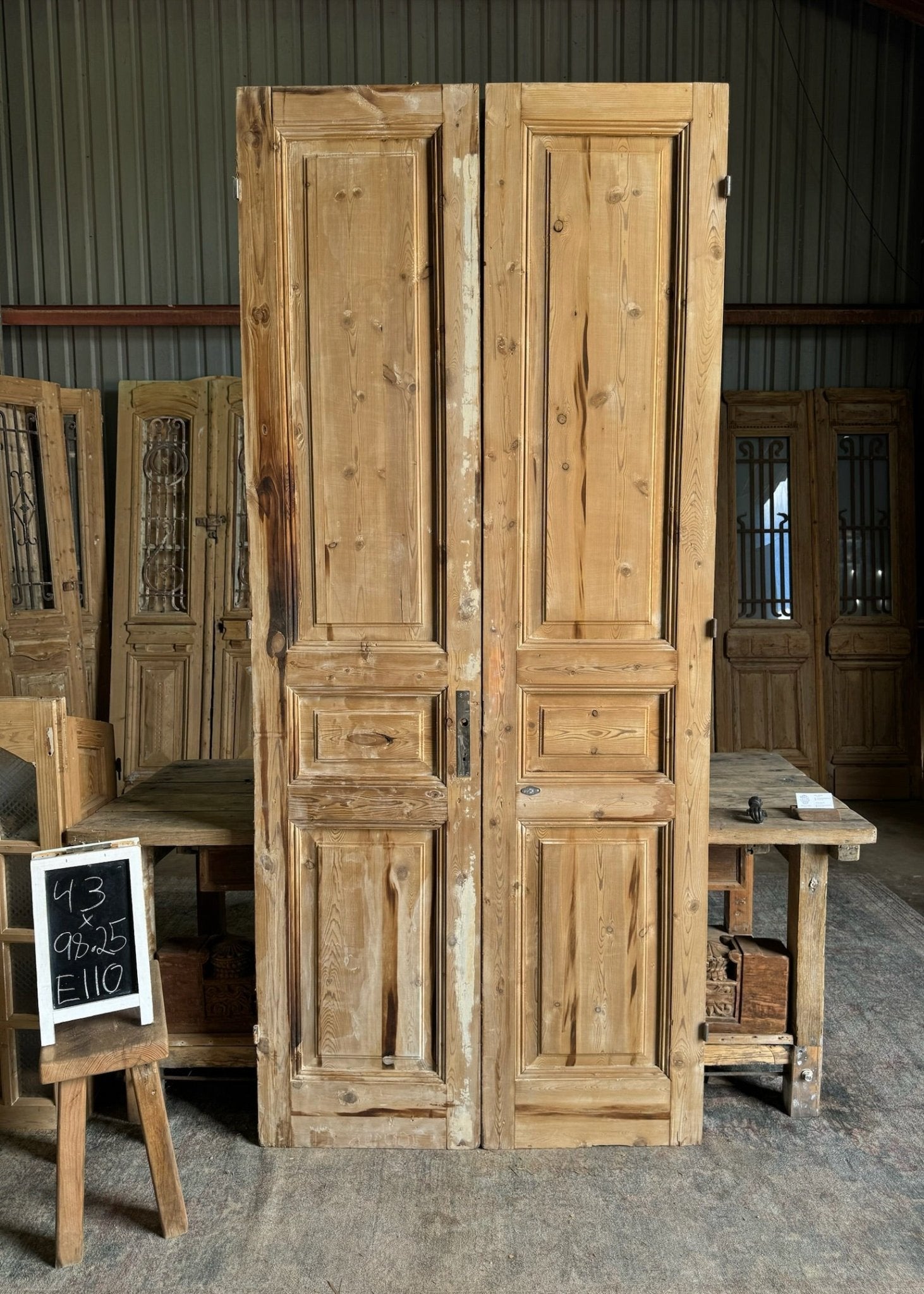 Solid Panel French Antique Doors - 43x98.25 E110 - Magnolia Antique Door Co.