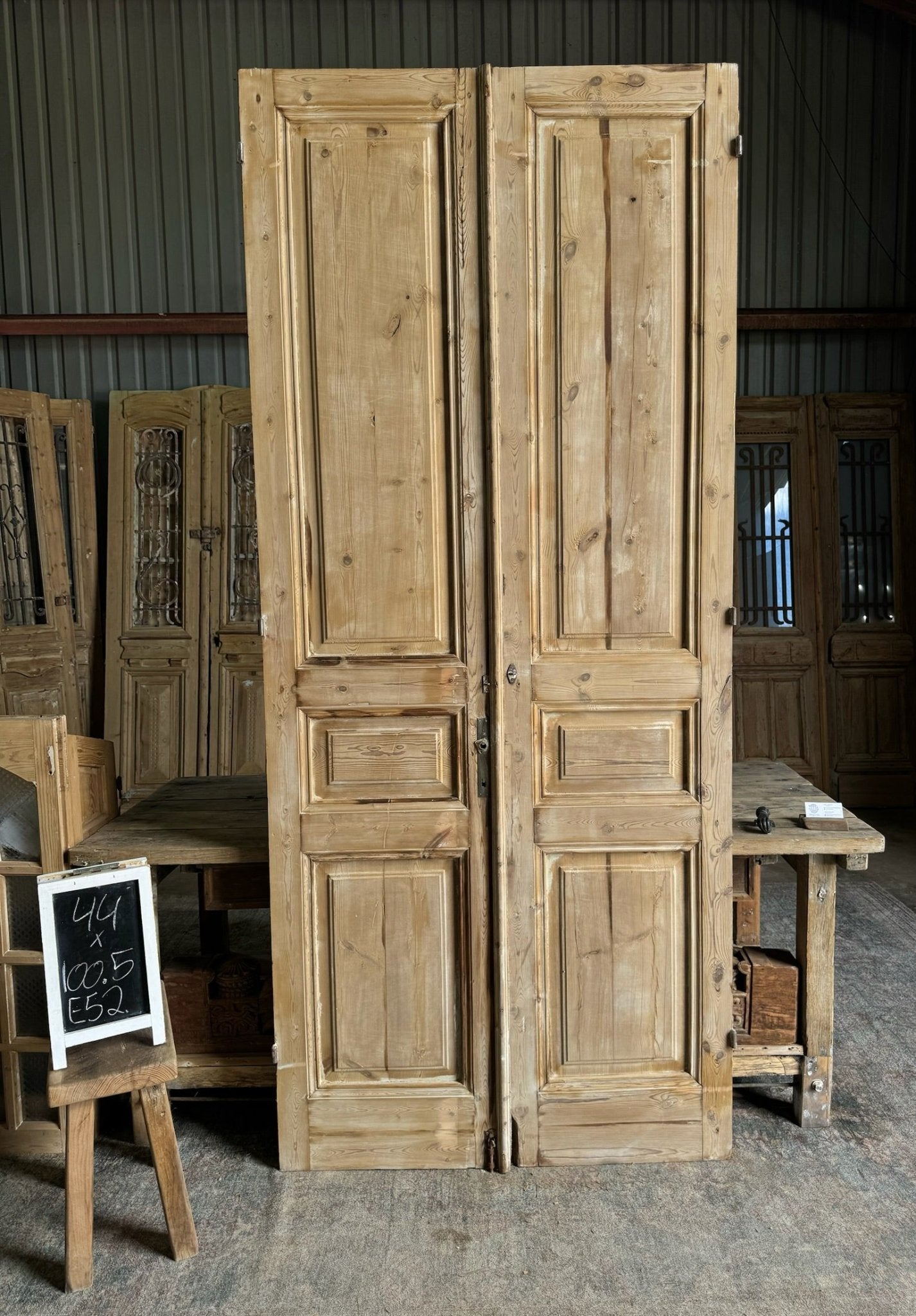 Solid Panel French Antique Doors - 44x100.5 E52 - Magnolia Antique Door Co.