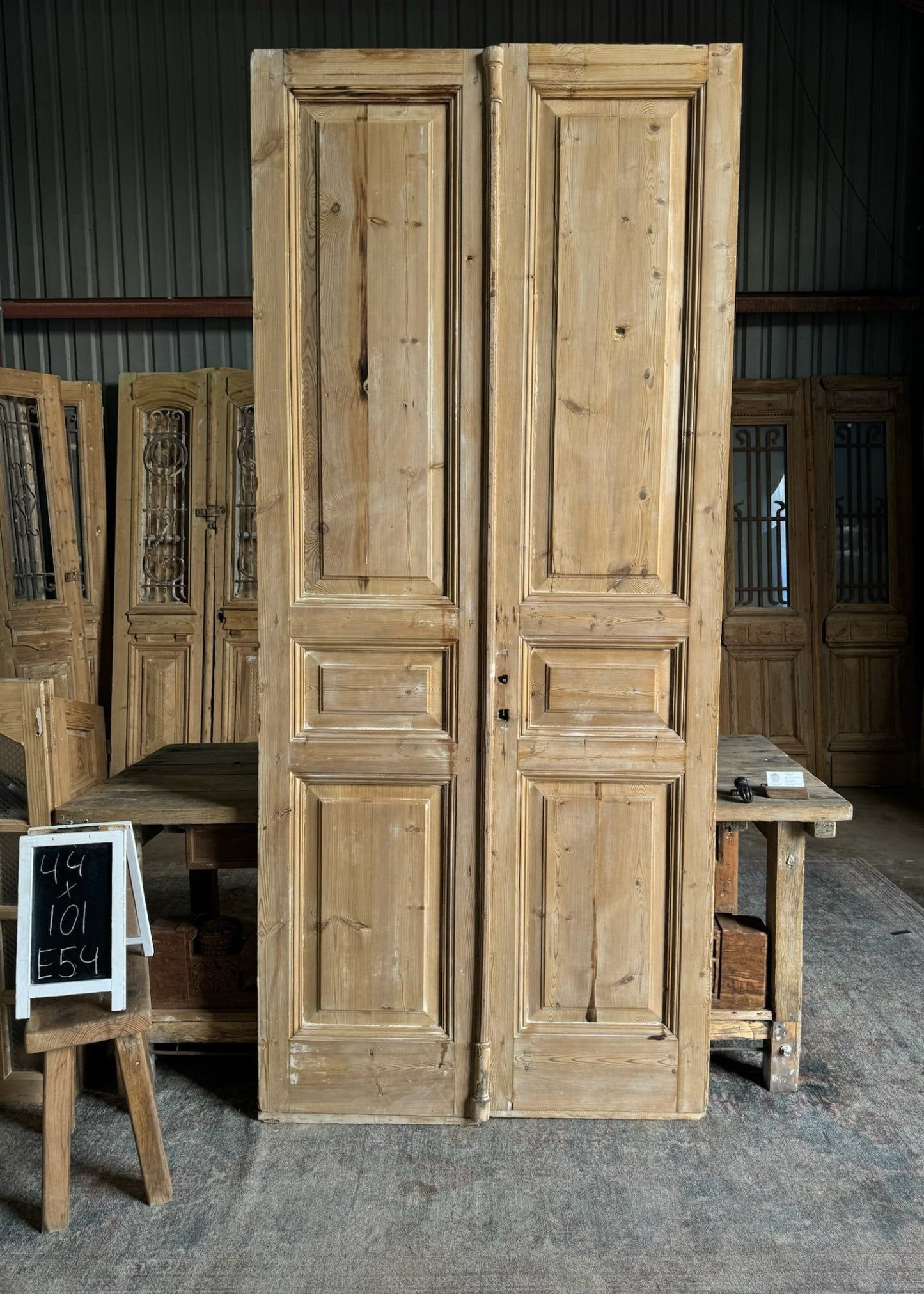 Solid Panel French Antique Doors - 44x101 E54 - Magnolia Antique Door Co.