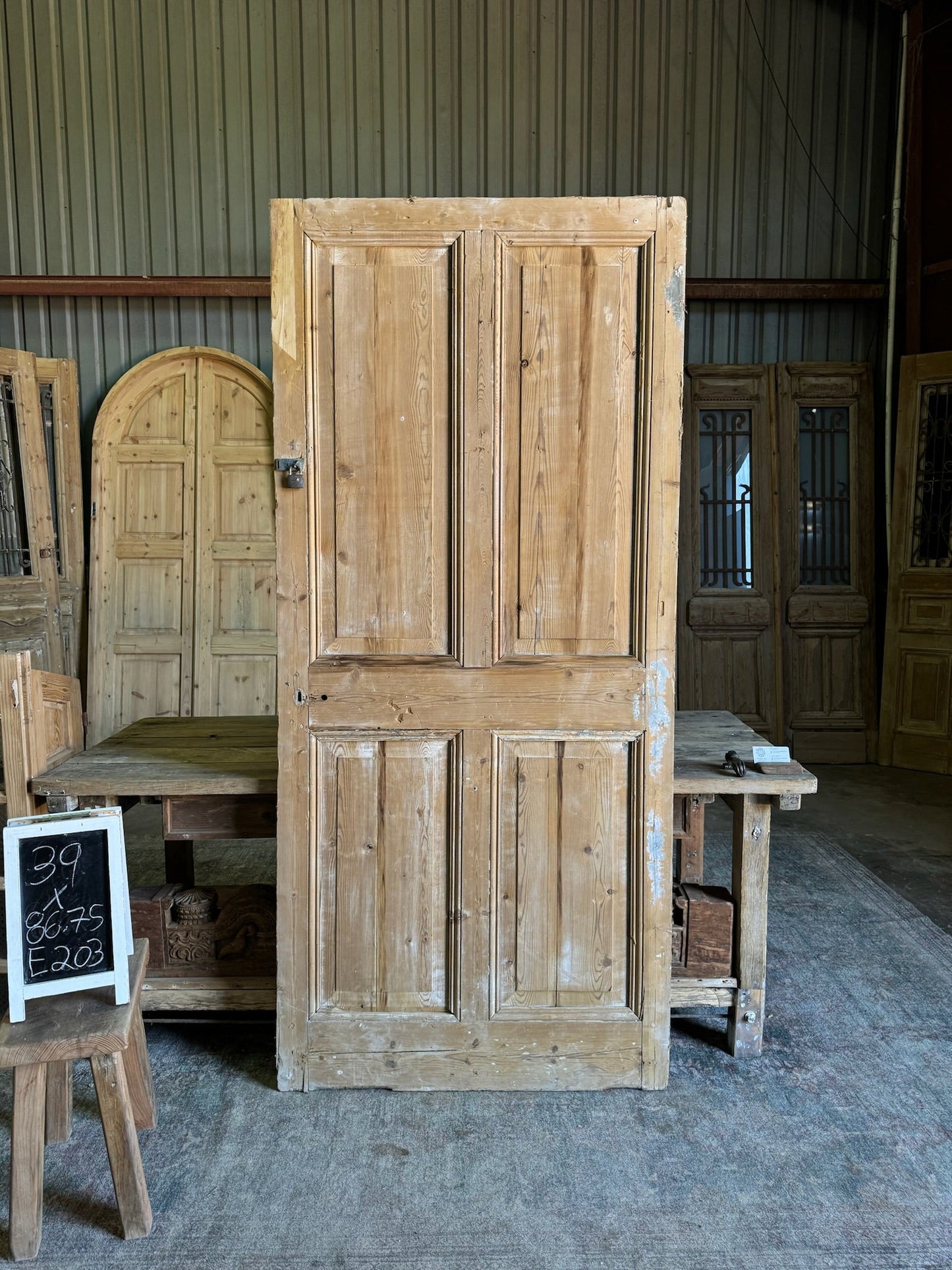 Solid Single Antique Door - 39x86 E203b - Magnolia Antique Door Co.