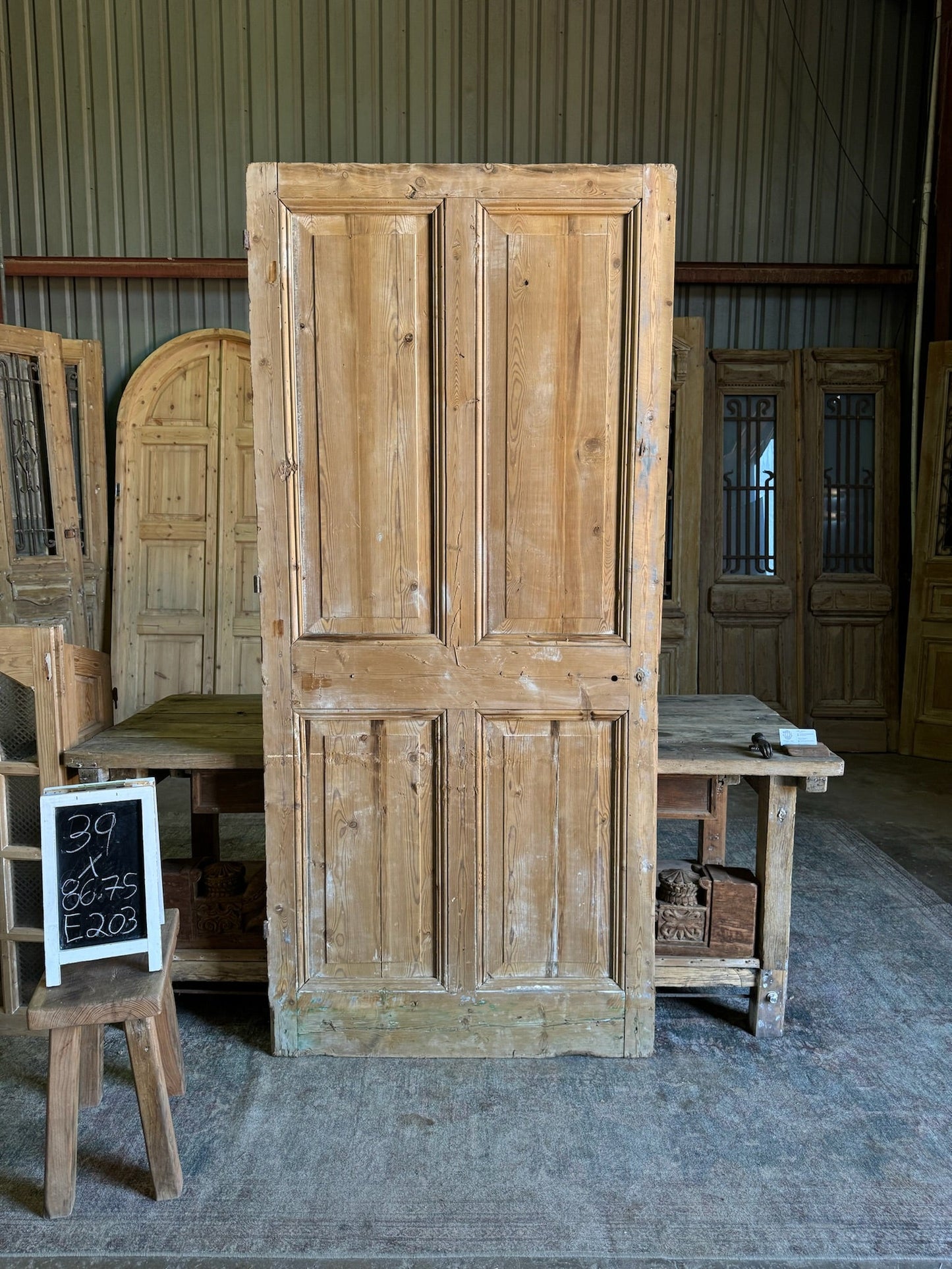 Solid Single Antique Door - 39x86 E203b - Magnolia Antique Door Co.