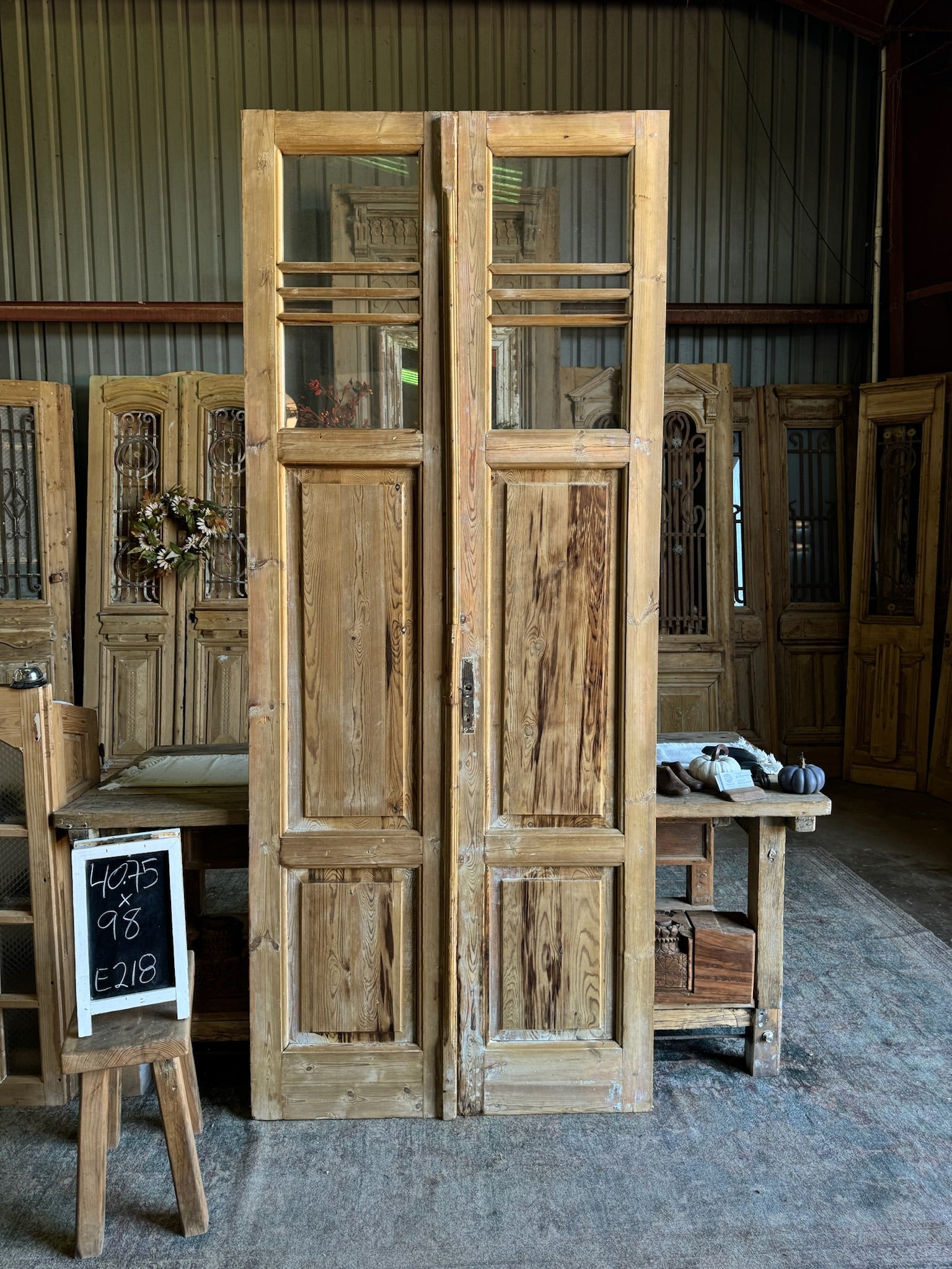 Unique Glass Antique French Doors - 40.75x98 E218 - Magnolia Antique Door Co.