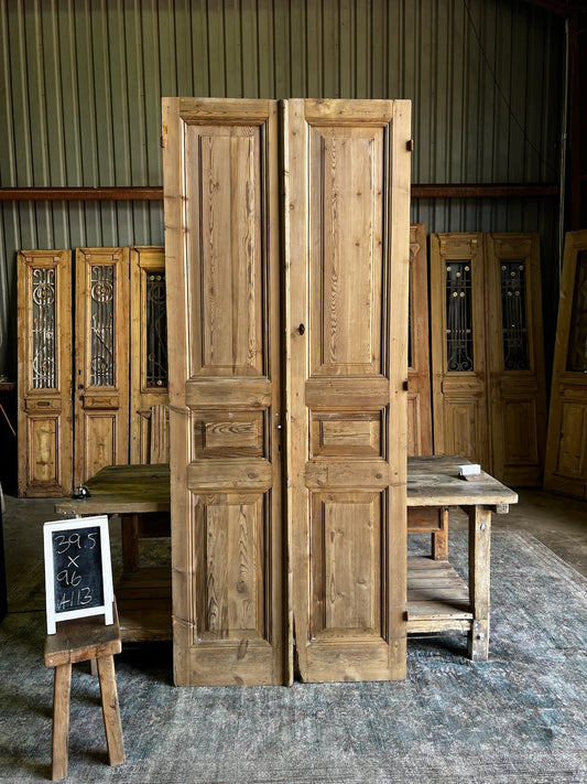 Vintage French 3 Panel Doors - 39.5x96 A113 - Magnolia Antique Door Co.